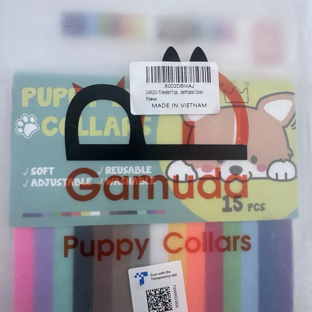 15 Pcs Puppy Collars for Litter Adjustable Whelping ID Collars for Newborn Pets